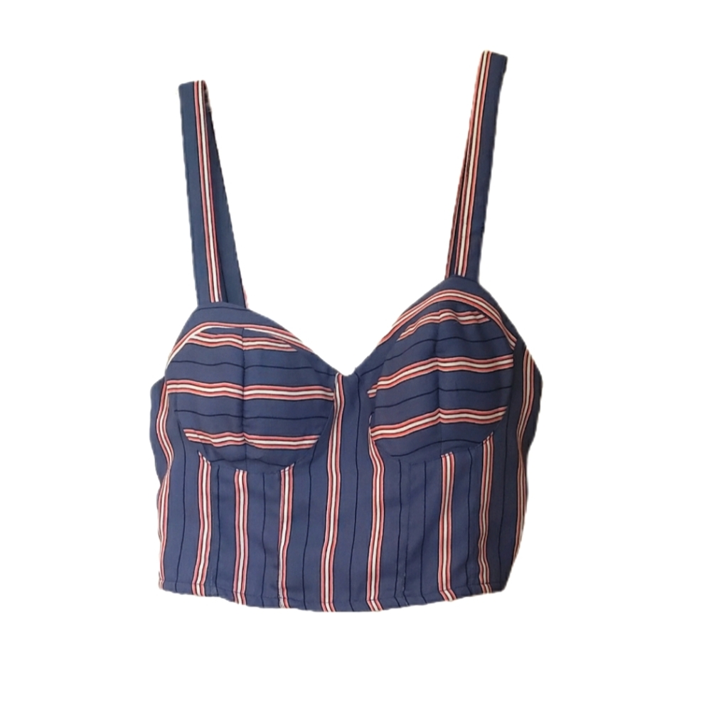 Band of Gypsies Striped Crop Top Corset Size Small